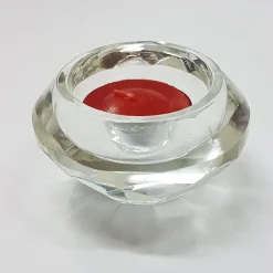 PORTA CANDELA IN VETRO 6201 TONDA TRASPARENTE PORTACANDELA CRISTALLO BOMBONIERA