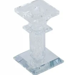 PORTA CANDELA VETRO DIAMANTI CANDELIERE IDEA REGALO BOMBONIERA CRISTALLO 6X6X9.7