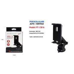 PORTA CELLULARE DA AUTO VENTOSA SMARTPHONE UNIVERSALE NAVIGATORE MAXTECH PT-C016