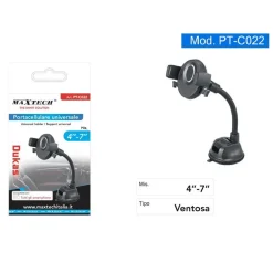 PORTA CELLULARE UNIVERSALE A VENTOSA SUPPORTO SMARTPHONE 4" - 7" AUTO PT-C022