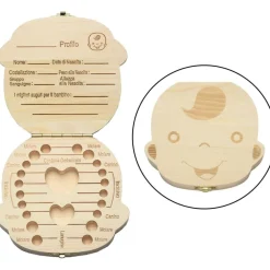 PORTA DENTINI SCATOLA IN LEGNO PER BAMBINO MASCHIETTO COFANETTO RICORDI NEONATO