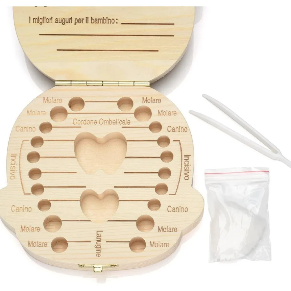 PORTA DENTINI SCATOLA IN LEGNO PER BAMBINA FEMMINUCCIA COFANETTO RICORDI NEONATO