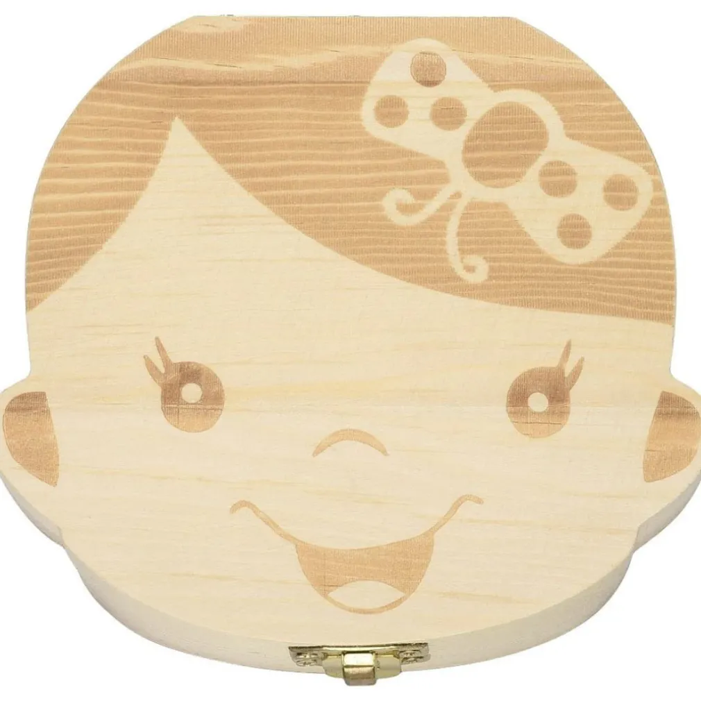 PORTA DENTINI SCATOLA IN LEGNO PER BAMBINA FEMMINUCCIA COFANETTO RICORDI NEONATO