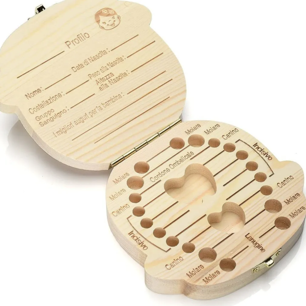 PORTA DENTINI SCATOLA IN LEGNO PER BAMBINA FEMMINUCCIA COFANETTO RICORDI NEONATO