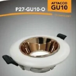 PORTA FARETTO AD INCASSO ORIENTABILE ATTACCO GU10 ORO E BIANCO P27-GU10-O