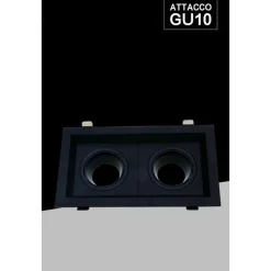 PORTA FARETTO DOPPIO ORIENTABILE AD INCASSO NERO PER LAMPADINE GU10 GU5.3 P33-N2