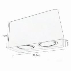 PORTA FARETTO DOPPIO ORIENTABILE DA SOFFITTO NERO PER FARETTO GU10 GU5.3 P34-N2