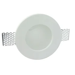 PORTA FARETTO FISSO IN GESSO DA INCASSO PER LAMPADE GU10 A LED TONDO CON VETRO