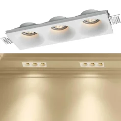 PORTA FARETTO IN GESSO A SCOMPARSA 3 LED FORI DA INCASSO SOFFITTO VERNICIABILE