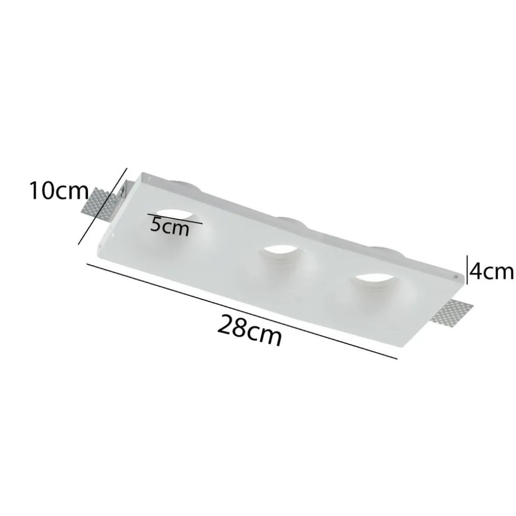 PORTA FARETTO IN GESSO A SCOMPARSA 3 LED FORI DA INCASSO SOFFITTO VERNICIABILE