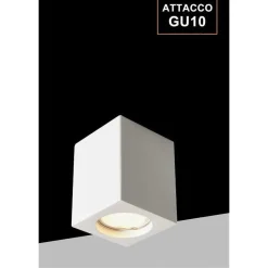 PORTA FARETTO LAMPADA SOFFITTO QUADRATO IN GESSO ATTACCO GU10 H90MM IP20 GS-C90-Q