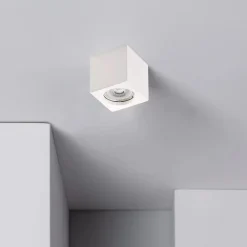 PORTA FARETTO LAMPADA SOFFITTO QUADRATO IN GESSO ATTACCO GU10 H90MM IP20 GS-C90-Q