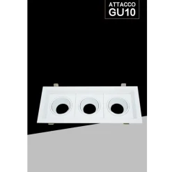 PORTA FARETTO TRIPLO ORIENTABILE INCASSO BIANCO PER LAMPADINE GU10 GU5.3 P33-B3