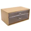 PORTA GIOIELLI COSMETICI CON 2 CASSETTI FORME DIVERSE ORGANIZER LEGNO 24.3X15.3X11CM 10831