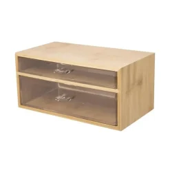 PORTA GIOIELLI COSMETICI CON 2 CASSETTI FORME DIVERSE ORGANIZER LEGNO 24.3X15.3X11CM 10831