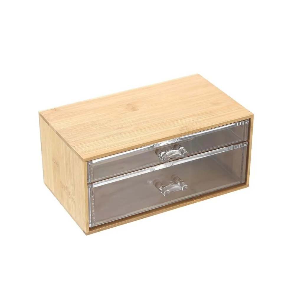 PORTA GIOIELLI COSMETICI CON 2 CASSETTI FORME DIVERSE ORGANIZER LEGNO 24.3X15.3X11CM 10831