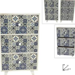 PORTA OGGETTI CASSETTIERA COLONNA CON 3 CASSETTI LEGNO COUNTRY CHIC ARREDAMENTO