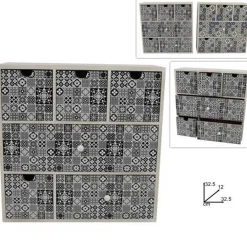 PORTA OGGETTI CASSETTIERA COLONNA CON 6 CASSETTI LEGNO COUNTRY CHIC ARREDAMENTO