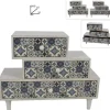 PORTA OGGETTI CASSETTIERA SFALSATI CON 3 CASSETTI LEGNO COUNTRY CHIC ARREDAMENTO