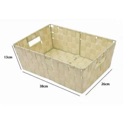 PORTA OGGETTI CESTO IN TESSUTO INTRECCIATO 38X26X13 CM CON MANIGLIE BEIGE 79033