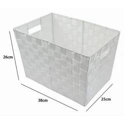 PORTA OGGETTI CESTO IN TESSUTO INTRECCIATO 38X26X25 CM CON MANIGLIE BIANCO 79037