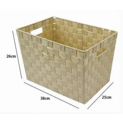 PORTA OGGETTI CESTO IN TESSUTO INTRECCIATO 38X26X25 CM CON MANIGLIE BEIGE 79039