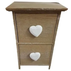 PORTA OGGETTI MINI CASSETTIERA 2 CASSETTI LEGNO COUNTRY CHIC VERTICALE