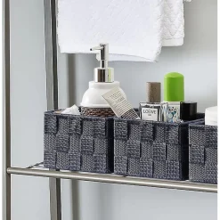 PORTA OGGETTI ORGANIZER BLU PER BAGNO CAMERA CUCINA IN TESSUTO 16X16X8.5CM 79004