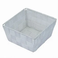 PORTA OGGETTI ORGANIZER BAGNO CAMERA CUCINA IN TESSUTO BIANCO 16X16X8.5 CM 79114