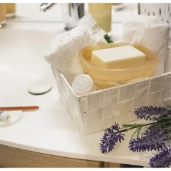 PORTA OGGETTI ORGANIZER BAGNO CUCINA TESSUTO BIANCO MULTIUSO 28X22X10.5 CM 79123