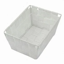 PORTA OGGETTI ORGANIZER MULTIUSO BAGNO CUCINA IN TESSUTO BIANCO 19X14X9CM 79117