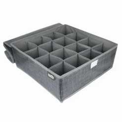 PORTA OGGETTI TESSUTO ORGANIZER CONTENITORE BIANCHERIA 16 POSTI 32X32X12CM 69719