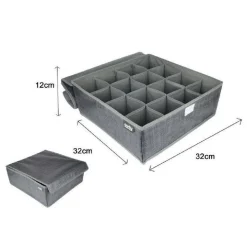PORTA OGGETTI TESSUTO ORGANIZER CONTENITORE BIANCHERIA 16 POSTI 32X32X12CM 69719