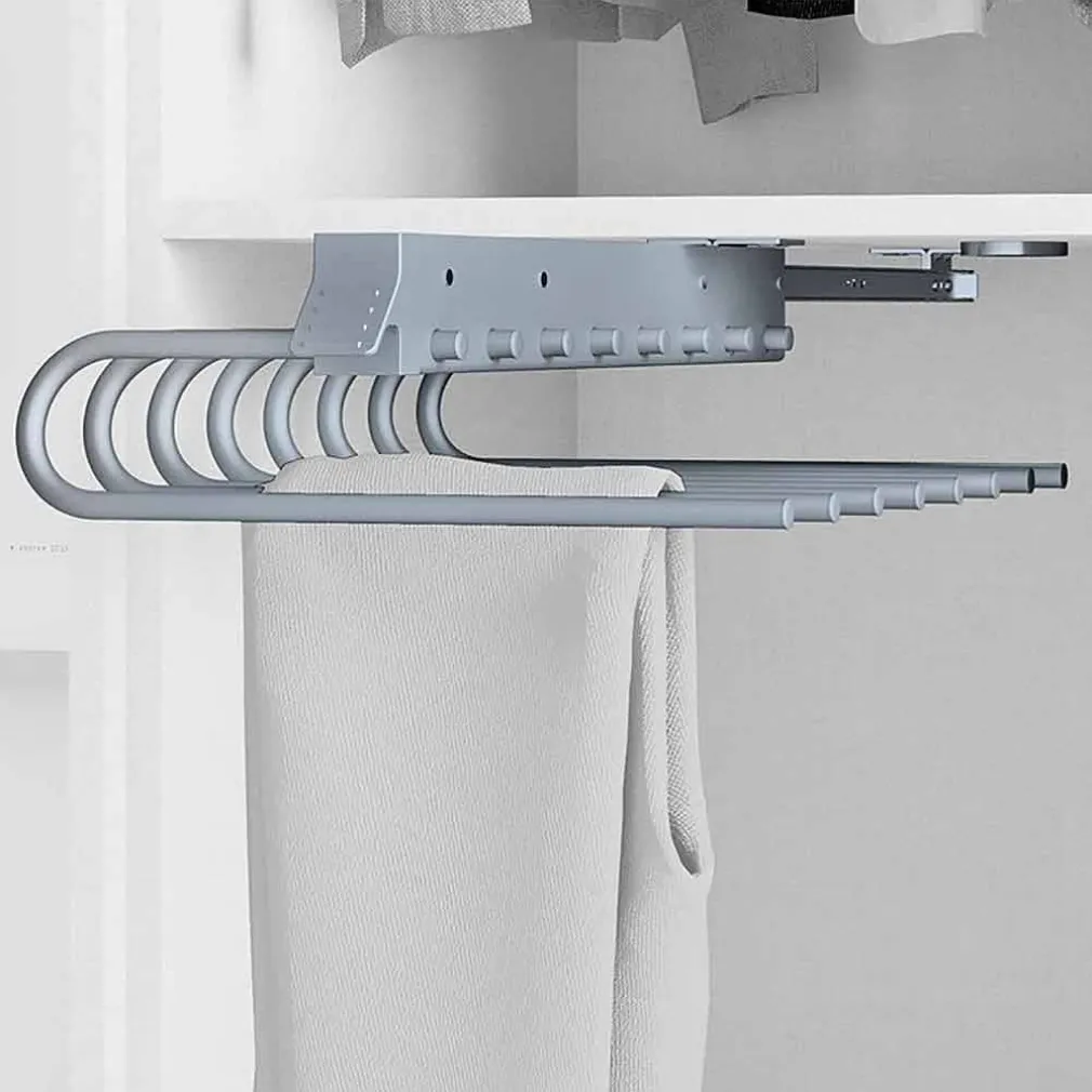 PORTA PANTALONI ESTRAIBILE PER ARMADIO 8 POSTI PORTA PANTALONI DESTRA GRIGIO