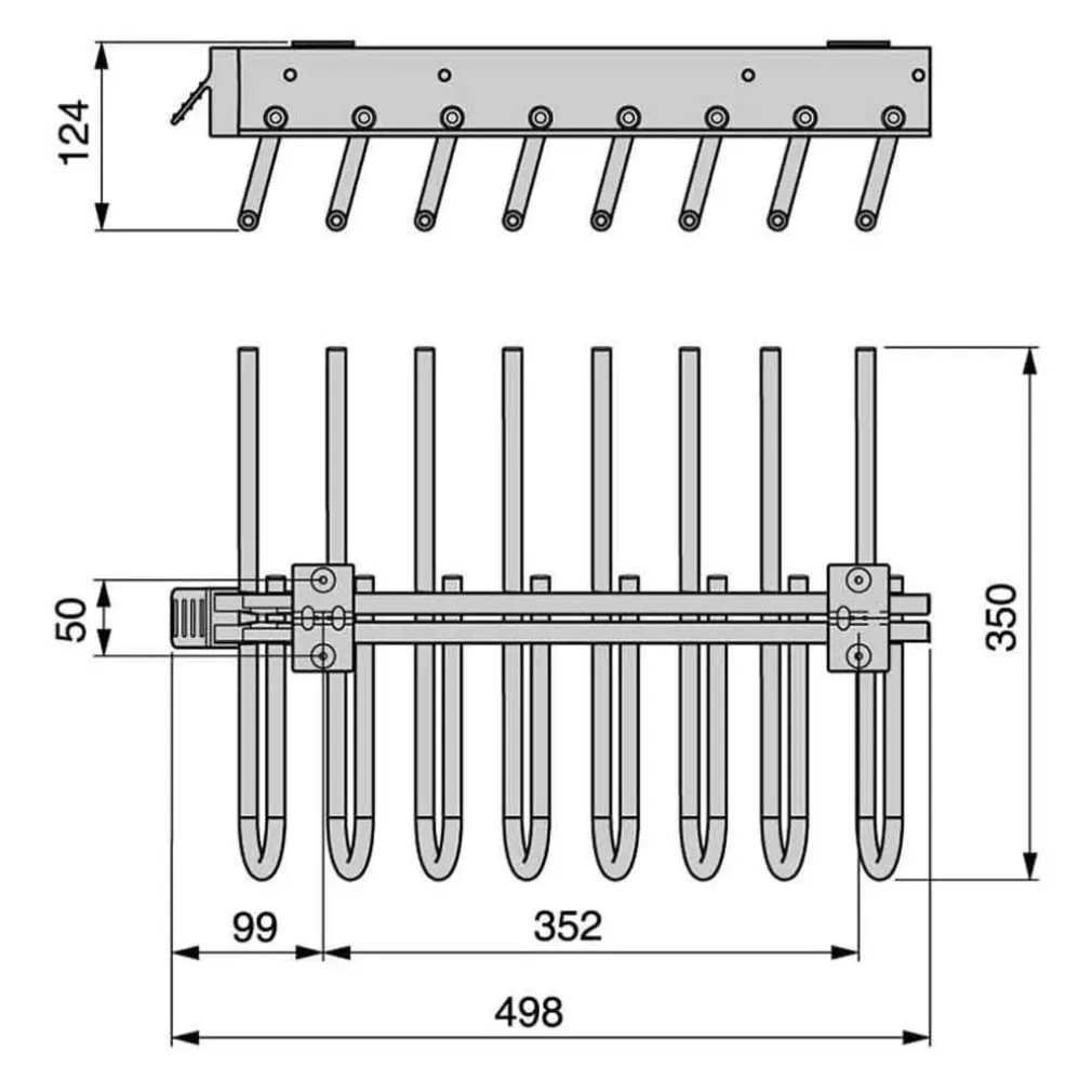PORTA PANTALONI ESTRAIBILE PER ARMADIO 8 POSTI PORTA PANTALONI DESTRA GRIGIO
