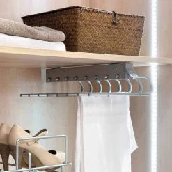 PORTA PANTALONI ESTRAIBILE PER ARMADIO 8 POSTI PORTA PANTALONI DESTRA GRIGIO