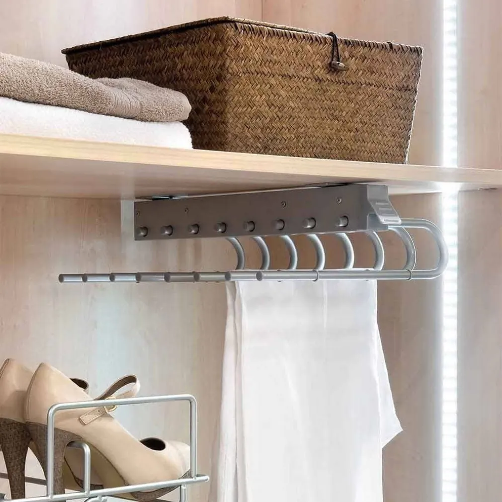 PORTA PANTALONI ESTRAIBILE PER ARMADIO 8 POSTI PORTA PANTALONI DESTRA GRIGIO