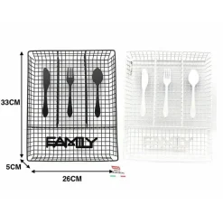 PORTA POSATE DA CASSETTO IN METALLO 4 SCOMPARTI 33 X 26 CM COLORATO CUCINA CASA