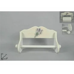PORTA ROTOLO CARTA DA CUCINA PORTAROTOLO DA PARETE IN LEGNO BIANCO LAVANDA