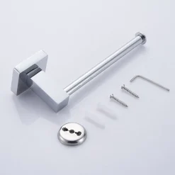 PORTA ROTOLO CARTA IGIENICA BAGNO WC TOILETTE QUADRATO ACCIAIO INOX PARETE