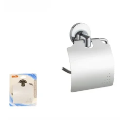 PORTA ROTOLO CARTA IGIENICA CON COPERTURA FISSAGGIO A PARETE ARREDO BAGNO 79809