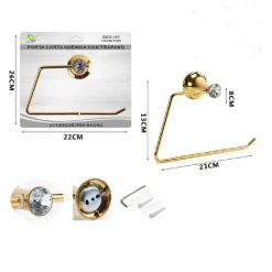 PORTA ROTOLO CARTA IGIENICA WC TOILETTE SUPPORTO BAGNO ORO CASA DORATO DGO-117