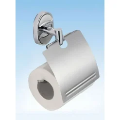 PORTA ROTOLO CARTA IGIENICA CON COPERTURA FISSAGGIO A PARETE BAGNO OVALE 52012