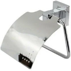 PORTA ROTOLO CARTA IGIENICA CON COPERTURA FISSAGGIO A PARETE BAGNO SQUARE 59180