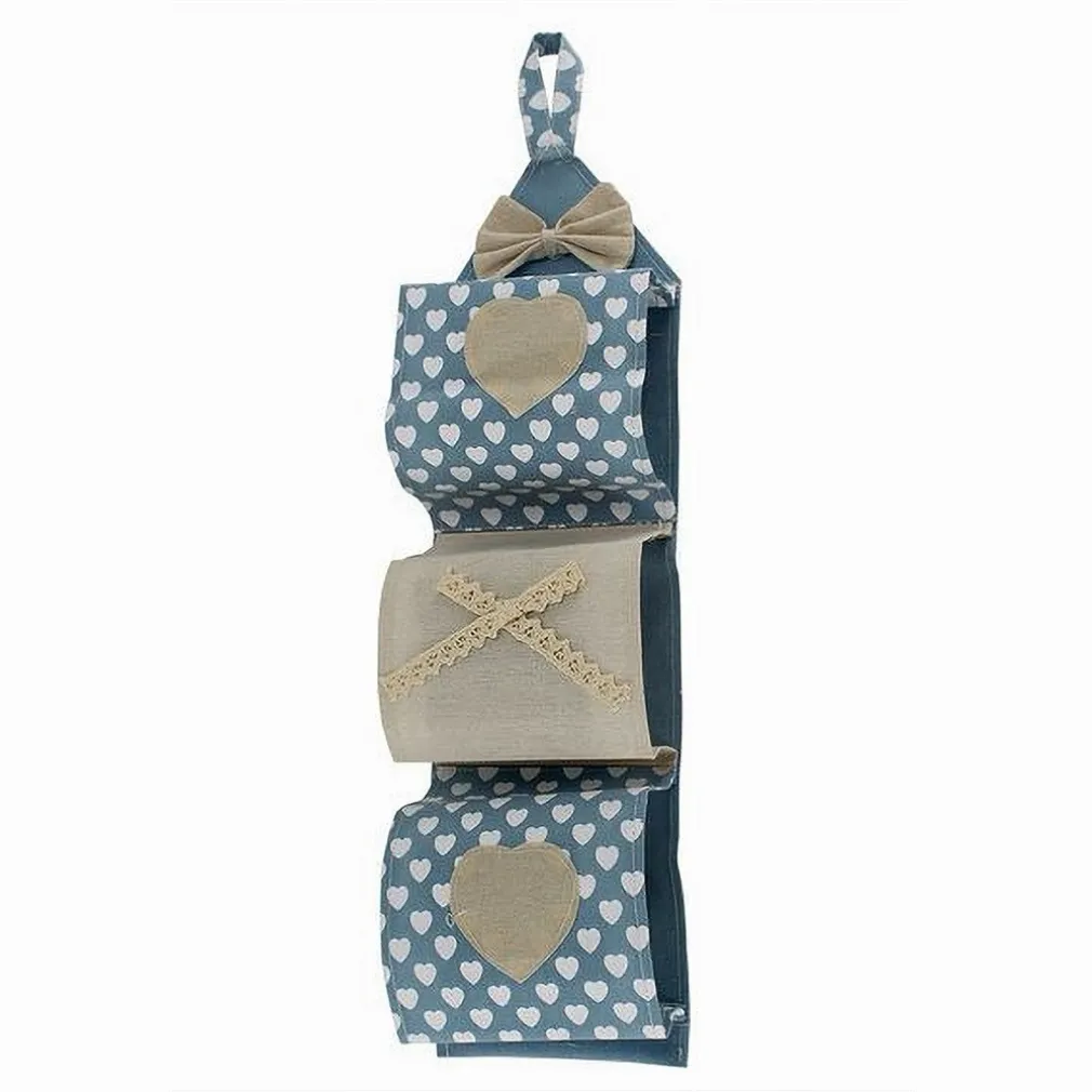 PORTA ROTOLO CARTA IGIENICA ORGANIZER APPENDERE 3 TASCHE IN TESSUTO BAGNO 59489