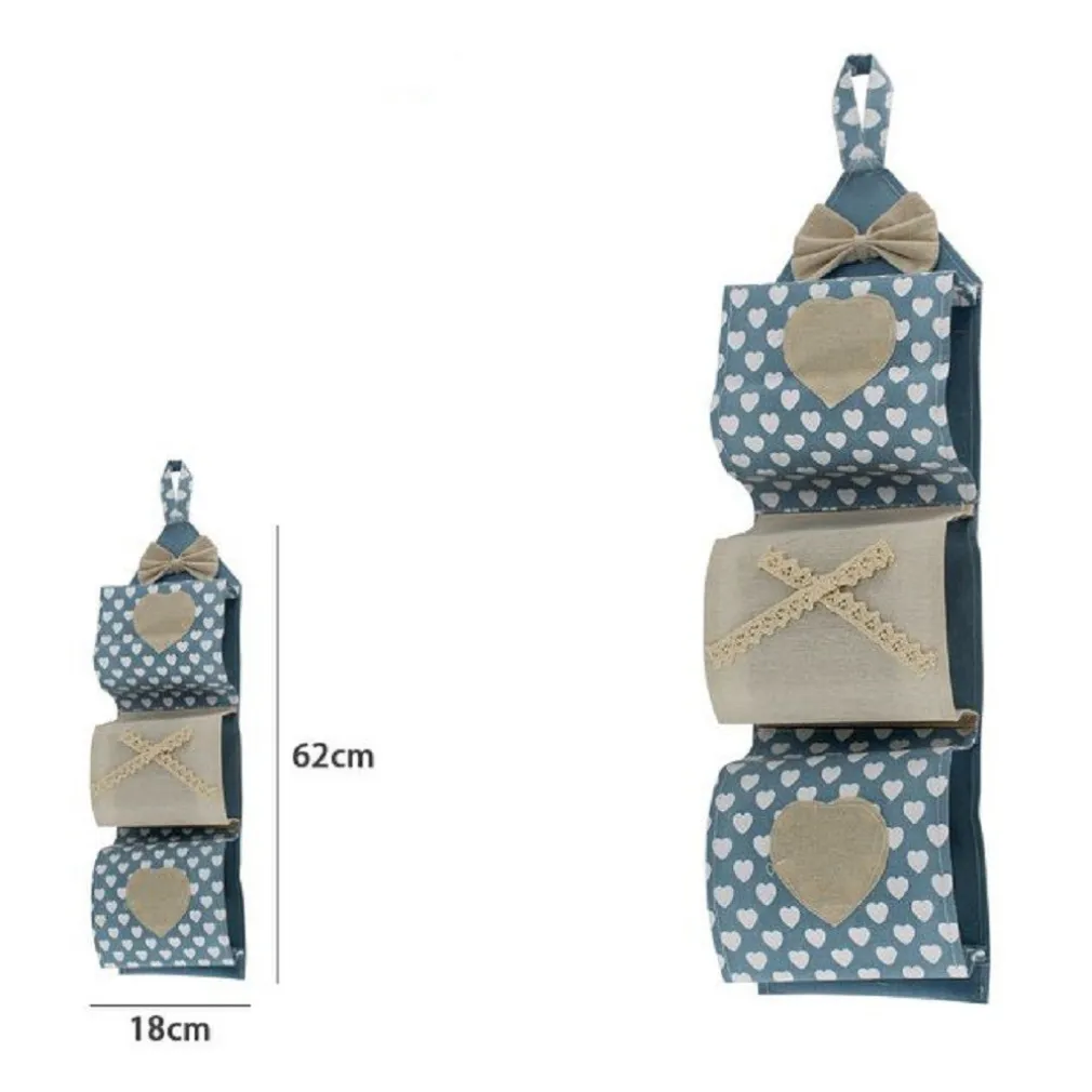 PORTA ROTOLO CARTA IGIENICA ORGANIZER APPENDERE 3 TASCHE IN TESSUTO BAGNO 59489