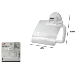 PORTA ROTOLO CARTA IGIENICA SUPPORTO PORTAROTOLO A VENTOSA ACCESSORI BAGNO 79159