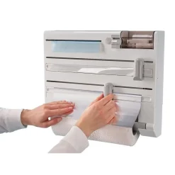 PORTA ROTOLO DA CUCINA CARTA 5IN1 DA PARETE ORGANIZER DISPENSER PELLICOLA NASTRO