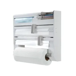 PORTA ROTOLO DA CUCINA CARTA 5IN1 DA PARETE ORGANIZER DISPENSER PELLICOLA NASTRO