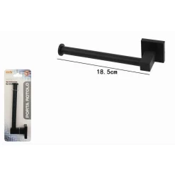 PORTA ROTOLO PER CARTA IGIENICA DA MURO IN ACCIAIO NERO ARREDO PER BAGNO 79982